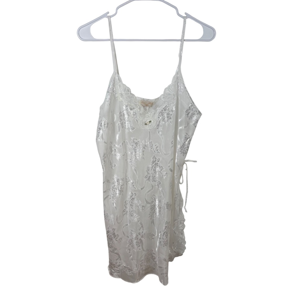 Vtg Inner Most Chemise Nightgown Size L White Satin Lace Bridal Lingerie Sexy